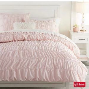 PB Teen Ruched Organic Cotton Duvet Cover & Shams